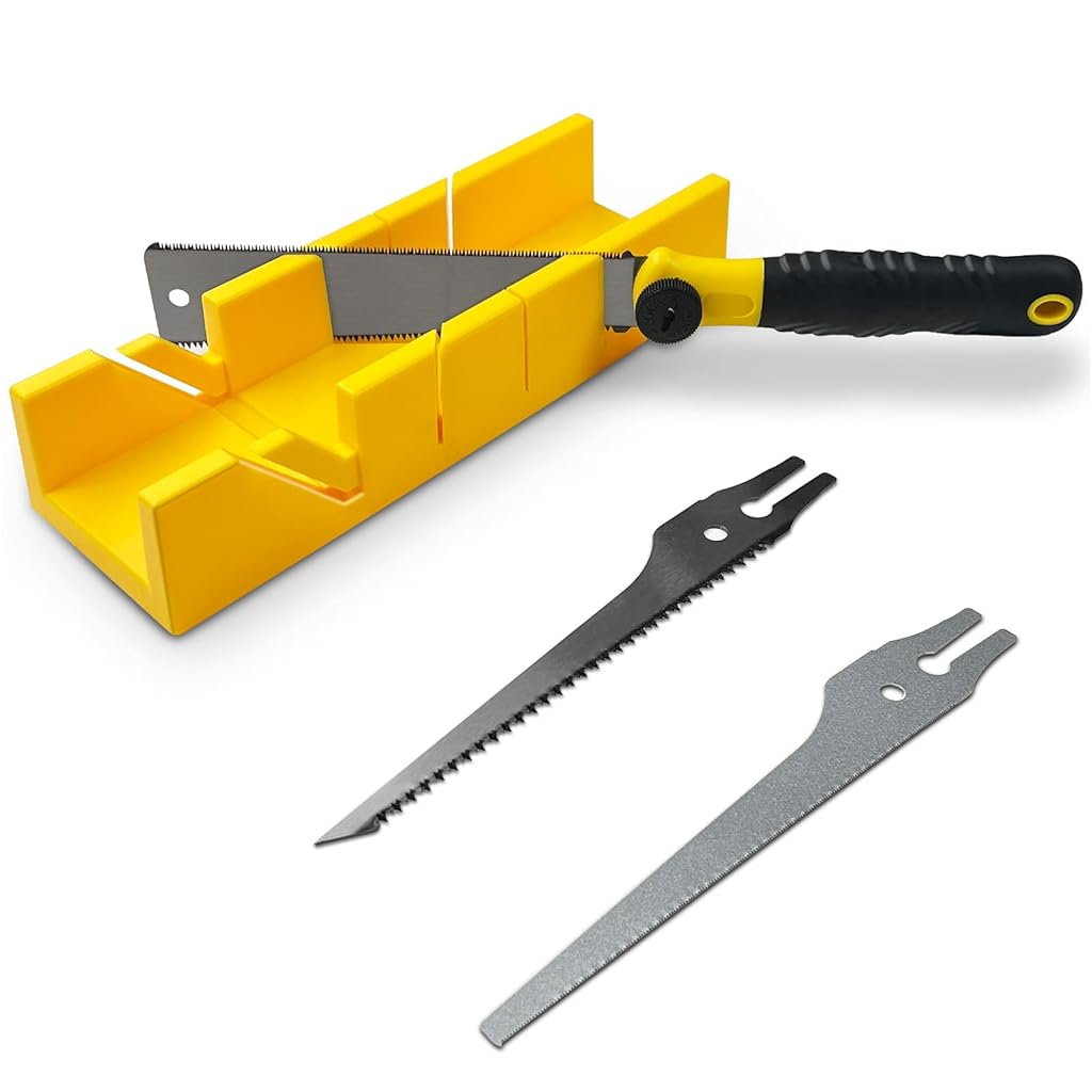 Serplex® 4Pcs Miter Box With Saw Set,12-Inch Mitre Box with 3 Mitre Saws for Precise Miter and Bevel Cuts,with Saw Included for Woodworking Crafting and Carpentry