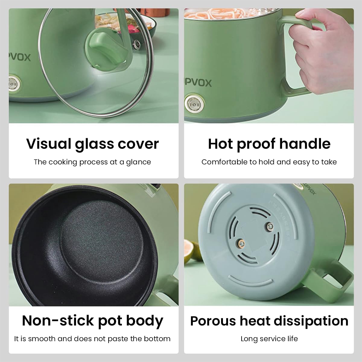 Supvox Pot for Travel Cooking featuring Dual Power 350W & 650W and Stainless Steel 1.6L | Safe Portable Hot Pot