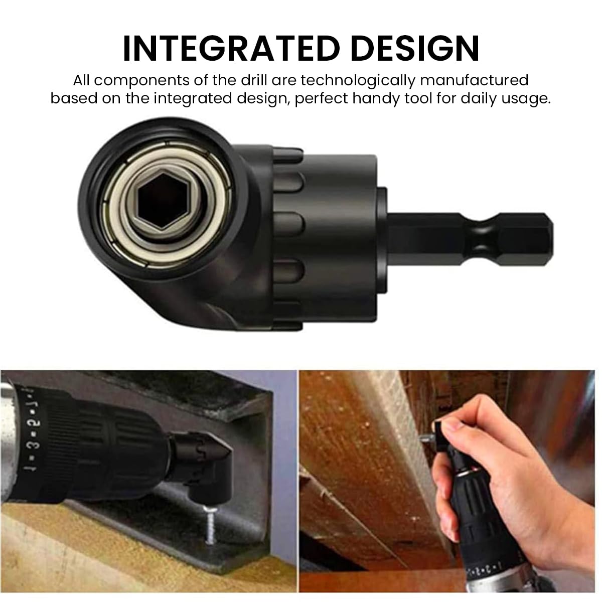 Serplex® 4Pcs Angled Drill Adaptor, Impact Drill Bit Extension, 360° Rotatable 1/4 3/8 1/2