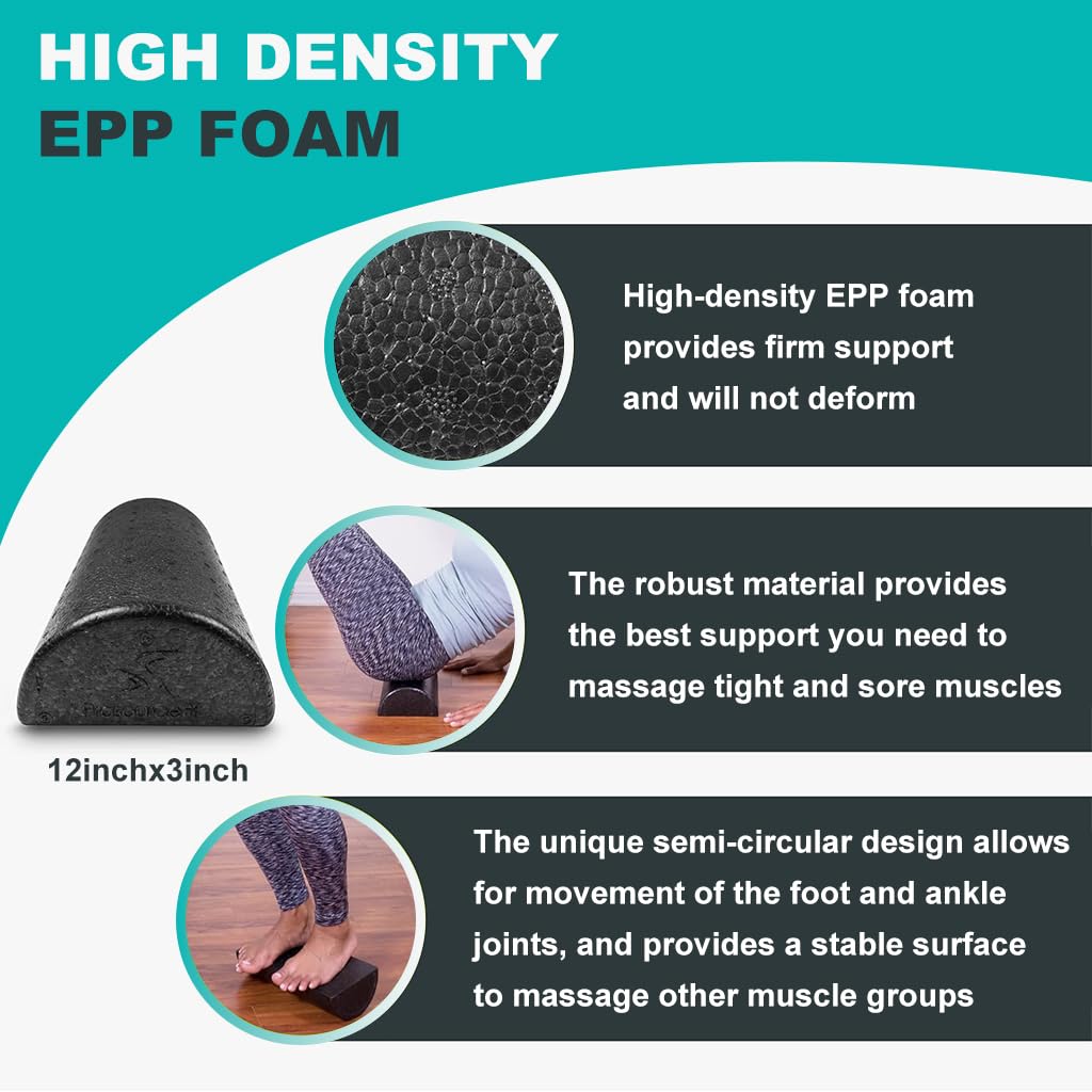 Proberos Massage Roller for Gym and Yoga featuring Dual Texture Nodes 30cm EPP Foam | Muscle Relief