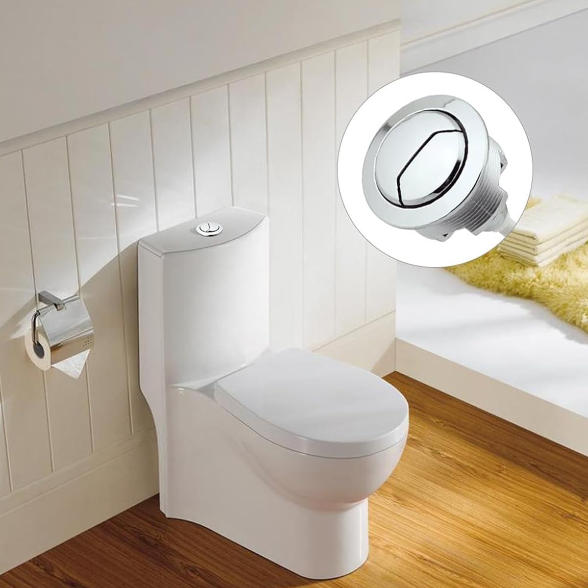 HASTHIP Dual Flush Toilet Button for 48mm 58mm Hole featuring Water Saving Design | Silver