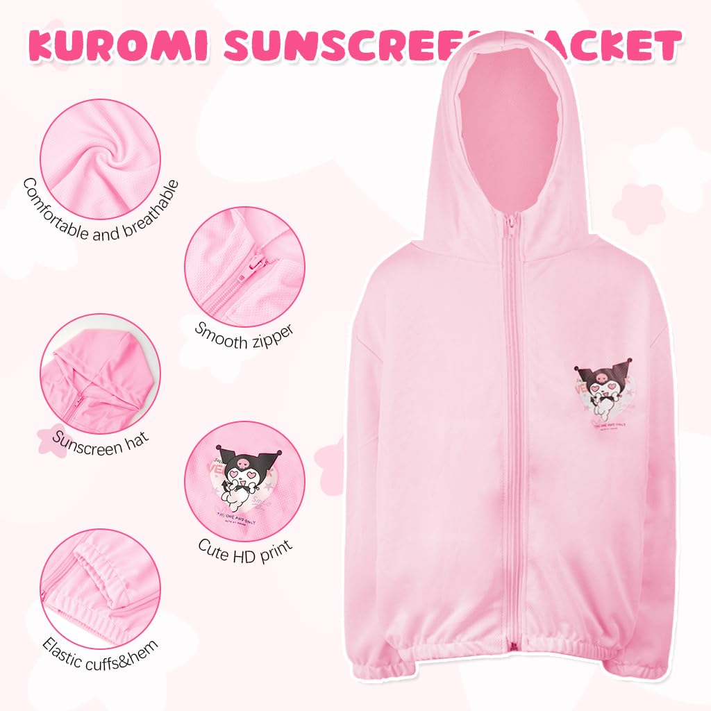 SNOWIE SOFT Kuromi Sun Protection Jacket for Girls with UPF50+ Hooded Design | 26-32.5kg Fit