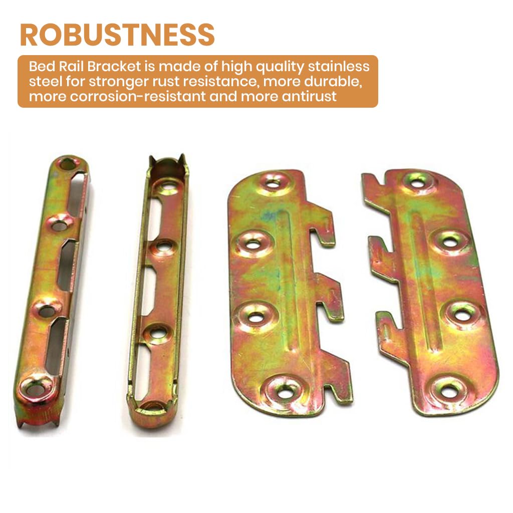 Serplex Bed Rail Brackets for Wooden and Metal Frames with Screw-Fixed Design 5 in Set