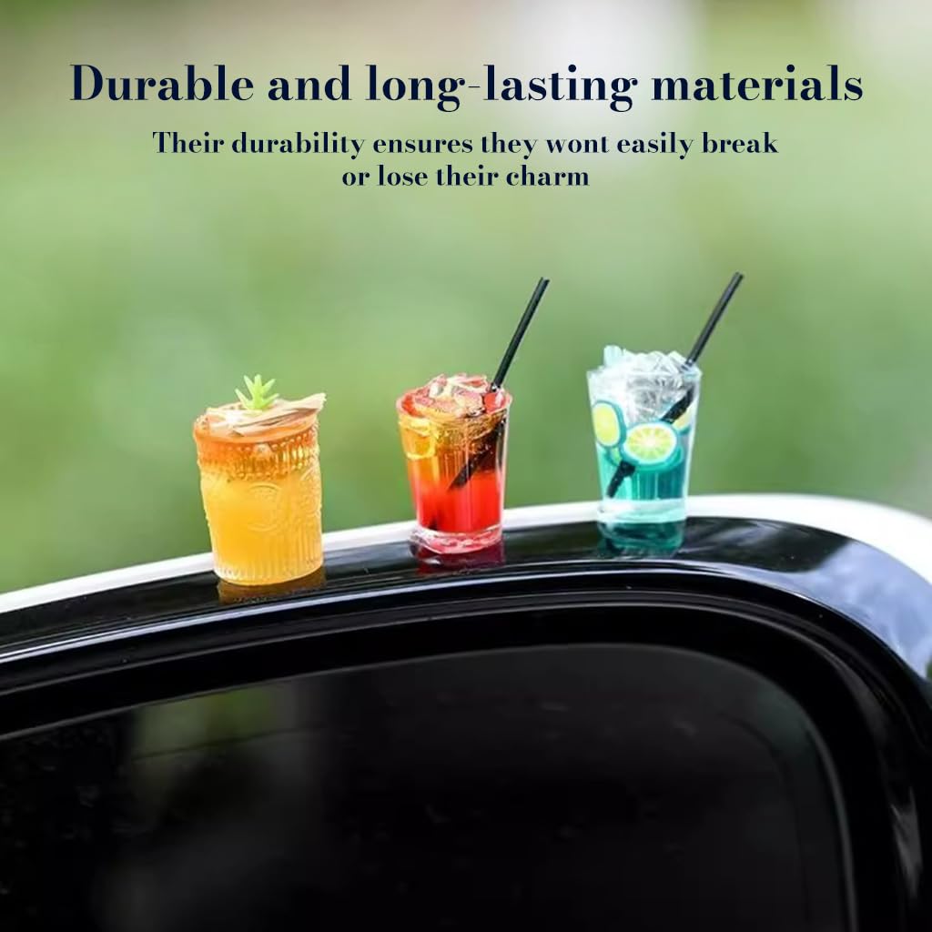STHIRA Mini Car Ornaments for Dashboard and Windows featuring 6 Cute Summer Drink Designs