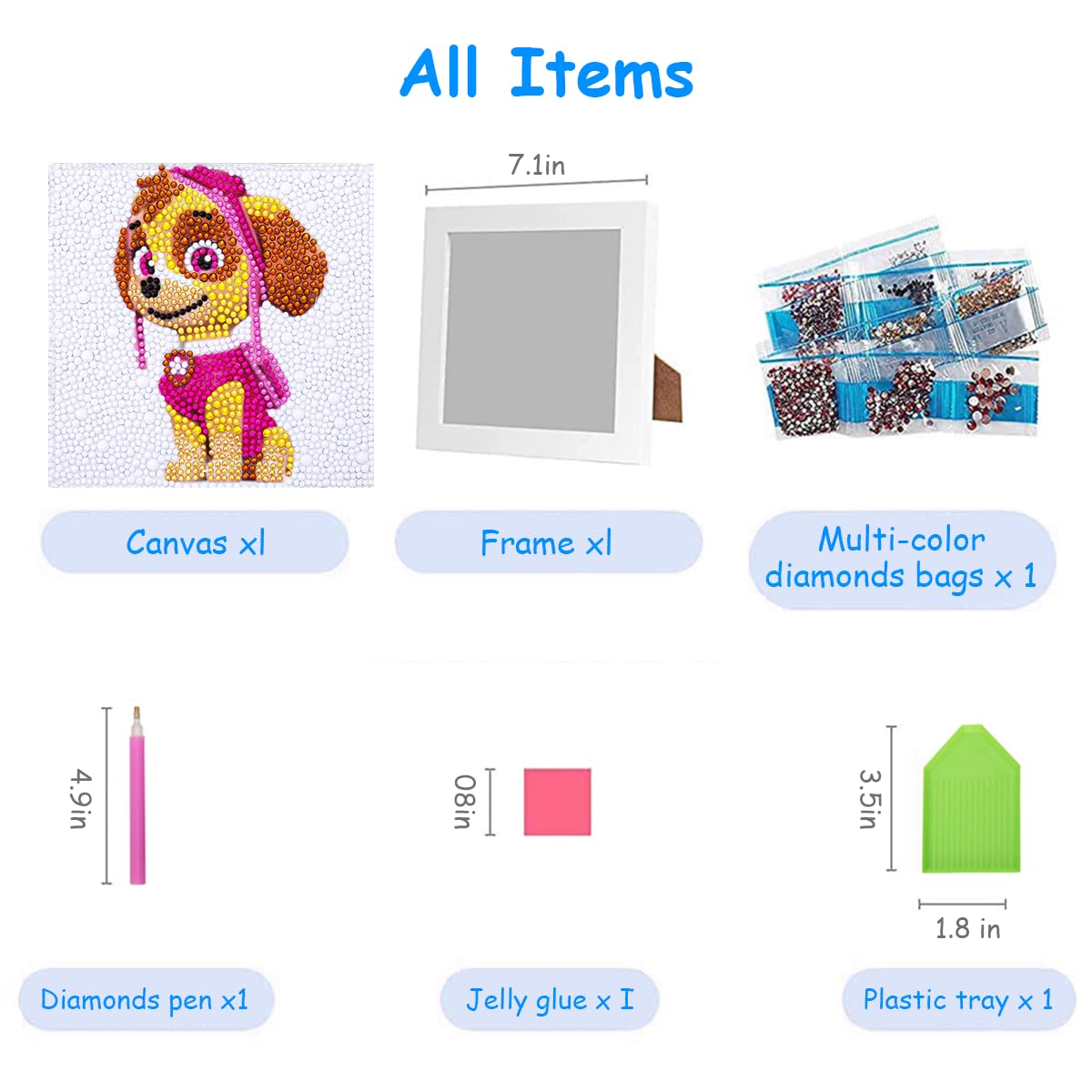 PATPAT 5D Diamond Painting Kits for Kids with Frame and Gem Stickers by Number | DIY Arts and Crafts Set