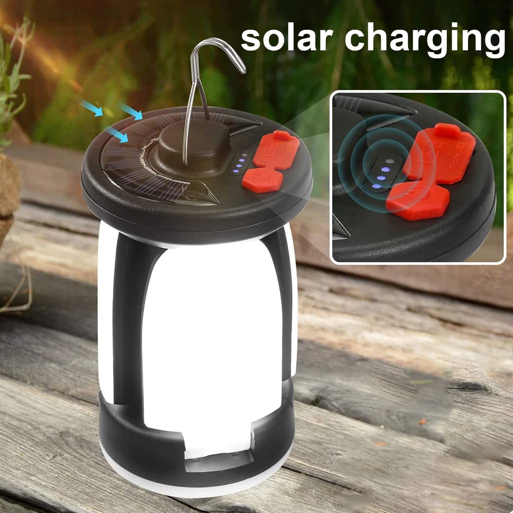 ELEPHANTBOAT Solar Camping Light for Outdoor Use with 60 LED Beads and 4 Folding Wings | USB and Solar Rechargeable Lantern