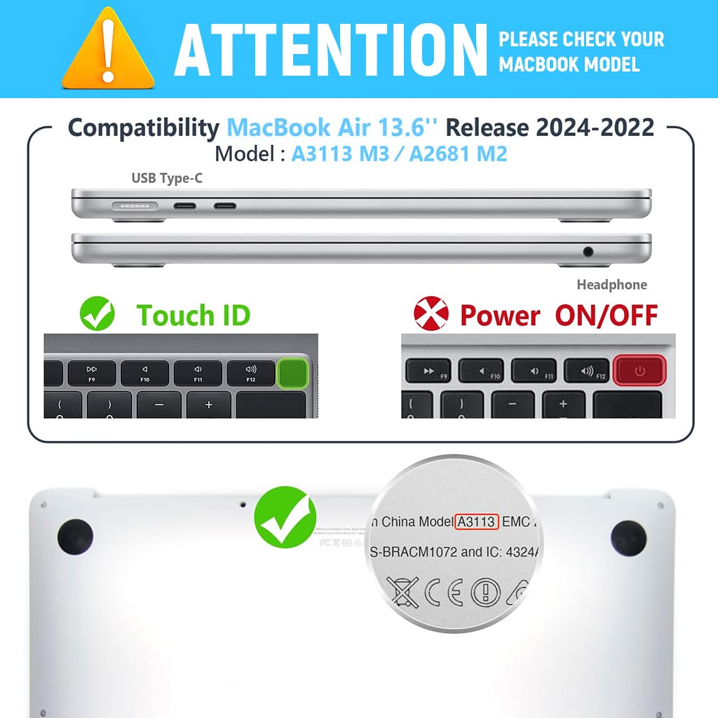 HASTHIP Laptop Case Cover for MacBook Air 13.6 inch featuring Foldable Kickstand Stand | Clear Flexible Soft Shell