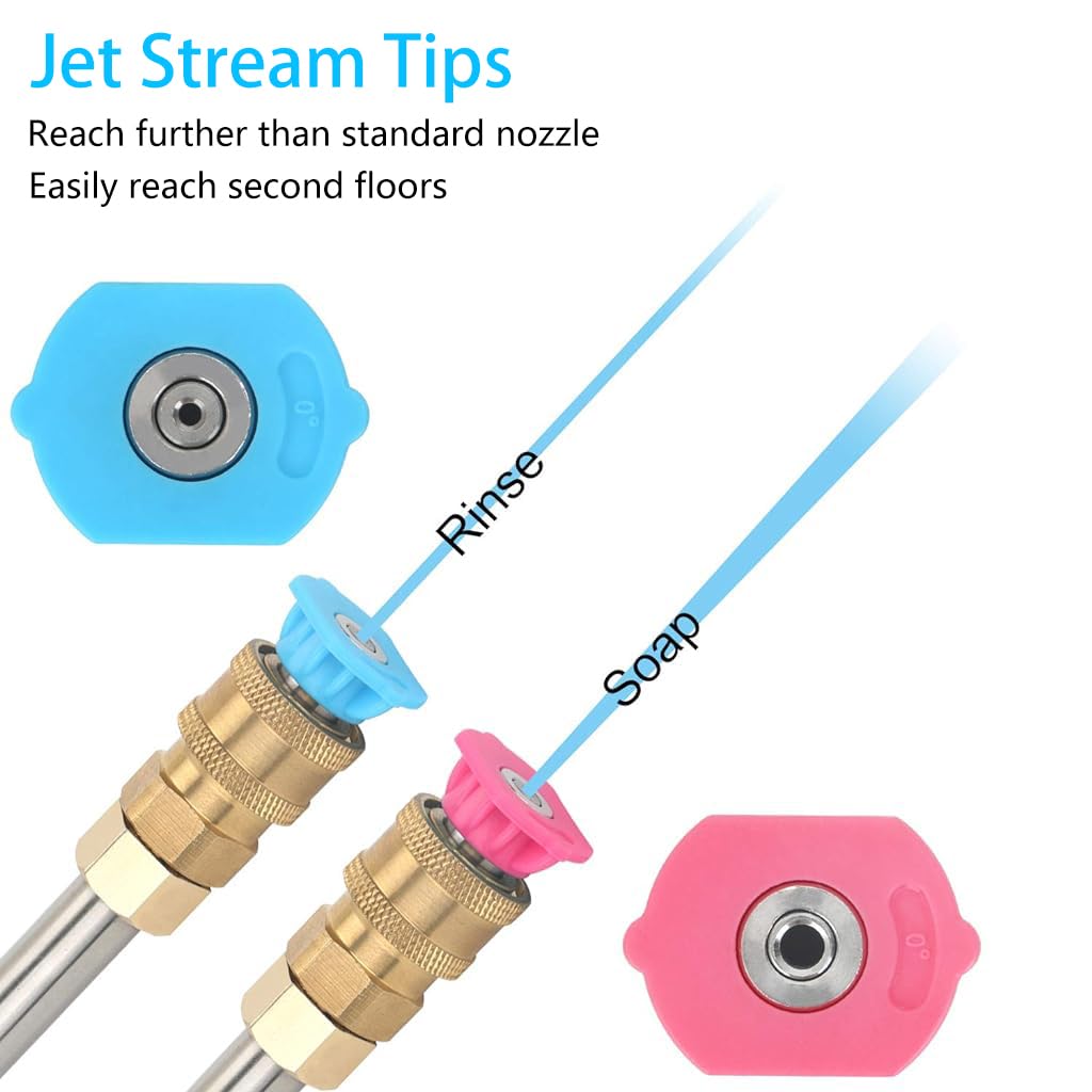 Serplex Stainless Steel Pressure Washer Spray Nozzle Tip Set with 7 Angles 4000 PSI | Quick Connect for Efficient Cleaning