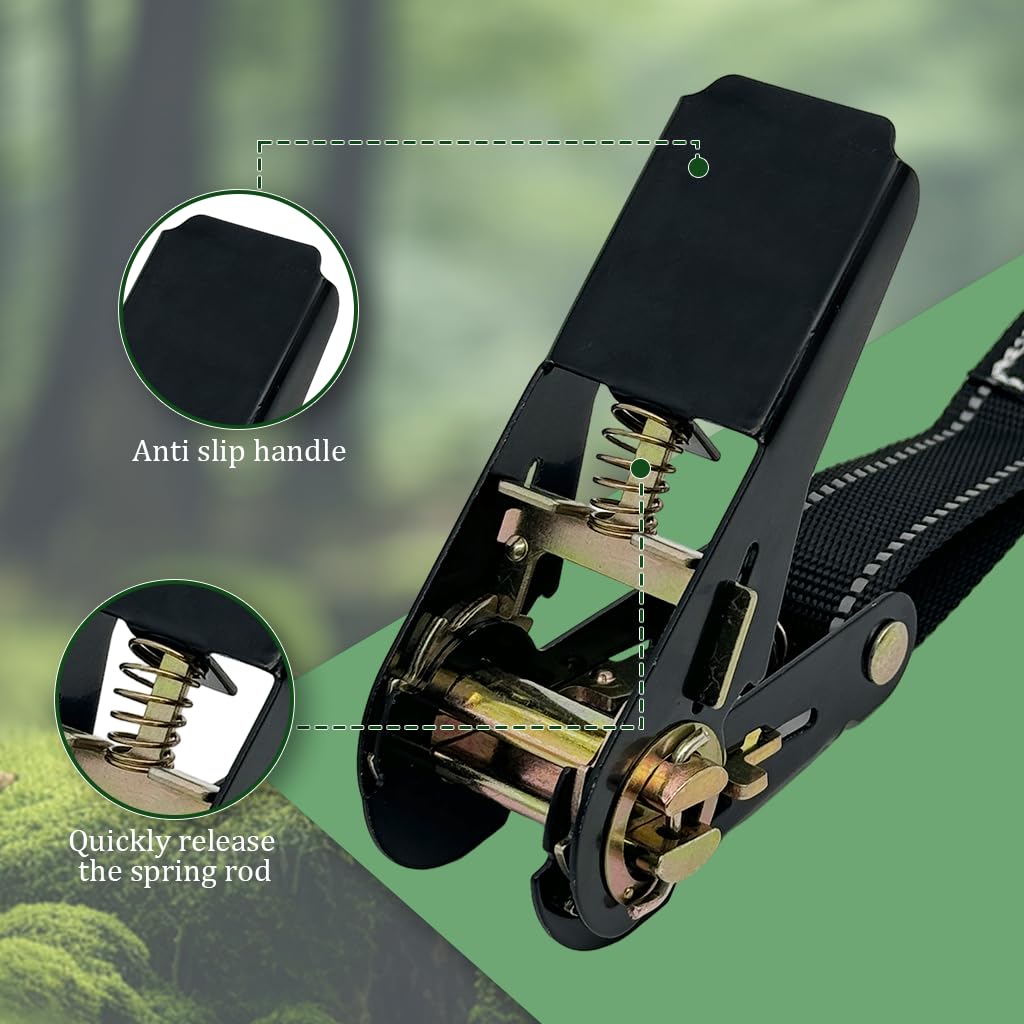 HASTHIP Ratchet Tie Down Straps for Motorcycles and Cargo featuring Quick Release 6.6 ft Nylon Webbing | Rubber Coated Heavy Duty Design