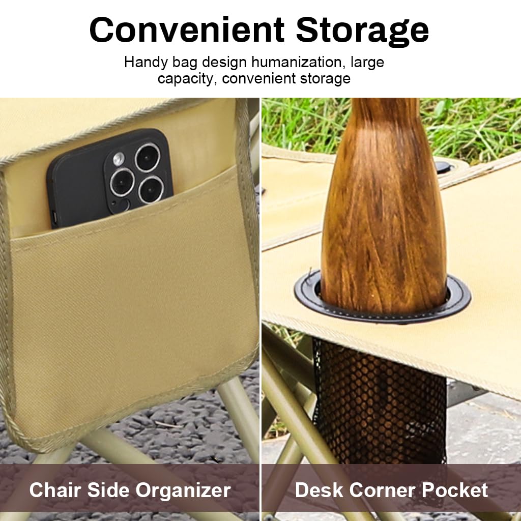 PROBEROS Folding Camping Table for Outdoor Picnic and Beach with 2 Cup Holders and Waterproof Oxford Cloth Top 18.8 in | Lightweight Portable Design