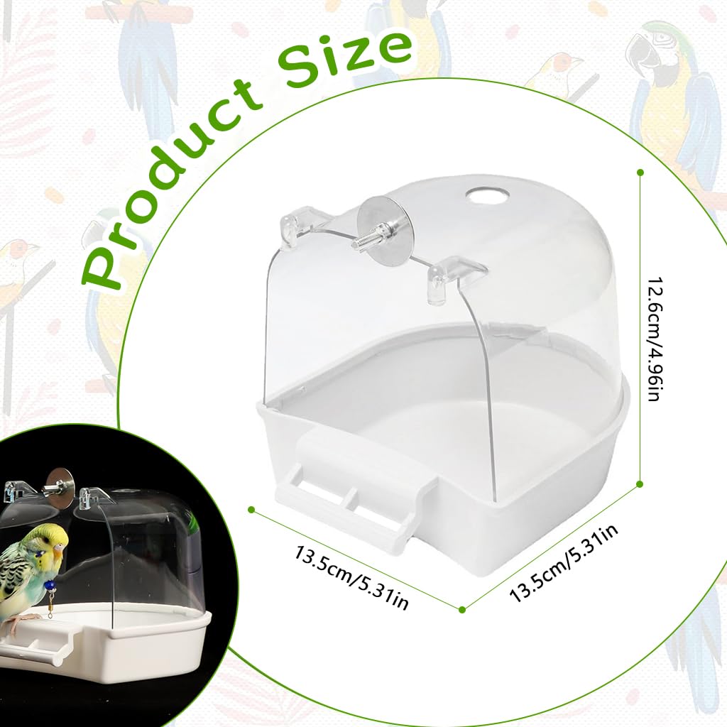Qpets Bird Bathing Box for Cage with Transparent Roof Anti Splash Design 14 x 14 x 13 cm 3 pcs
