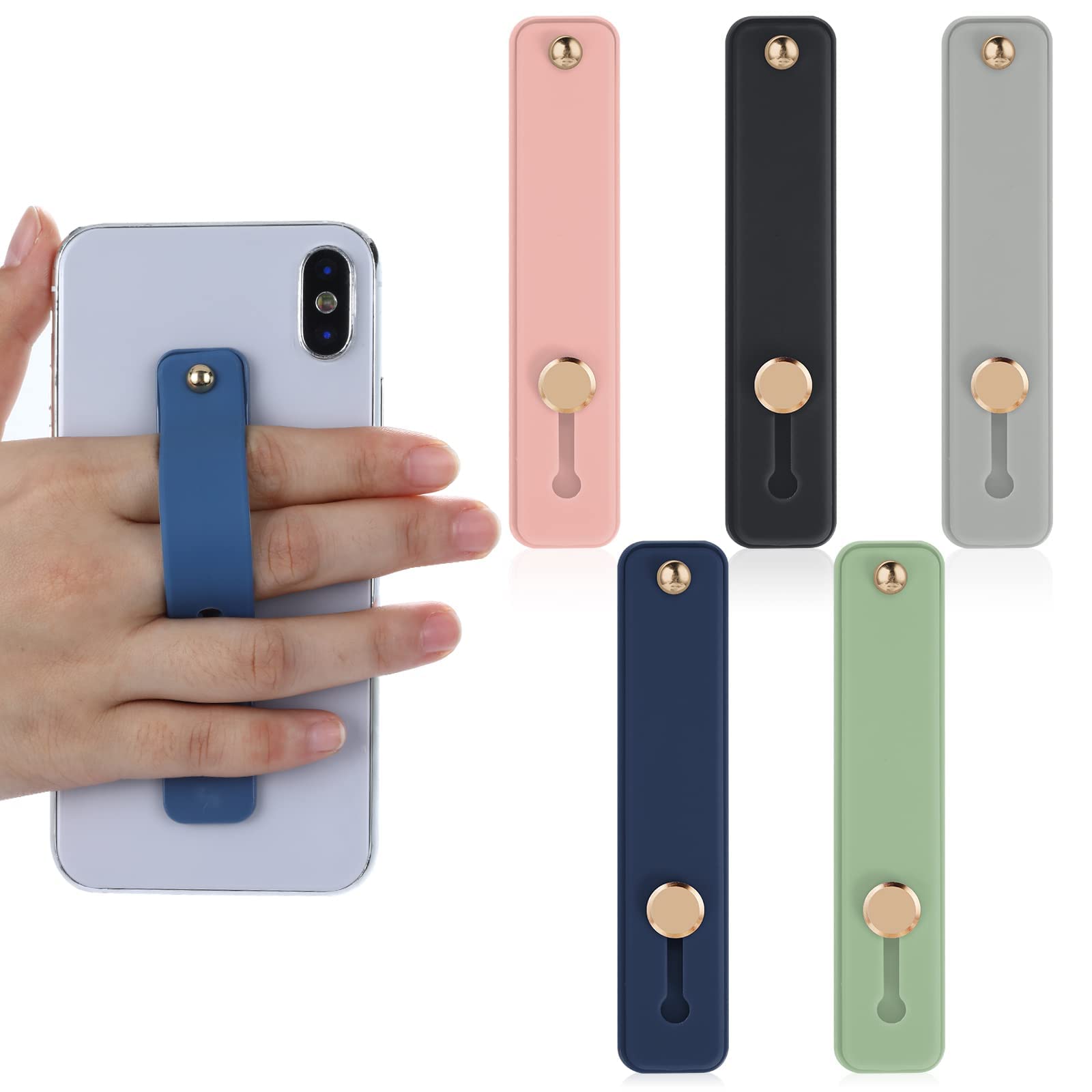 ZORBES® Self-Adhesive Phone Grip Holder Silicone Mobile Finger Grip Holder Phone Holder for Hand Finger Grip Mobile Holder Phone Back Holder Mobile Back Holder Grip for Most Smartphones, 5 Colors