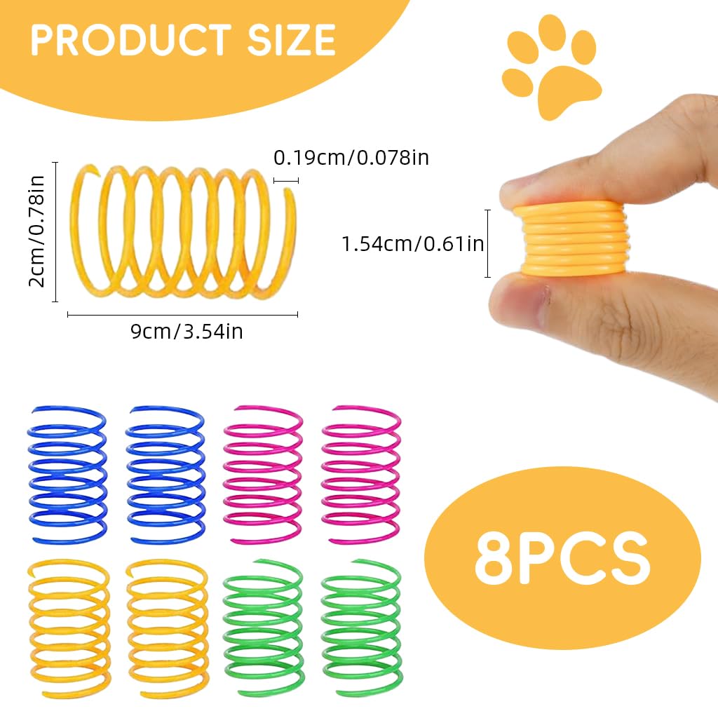 Qpets Cat Spring Toys for Indoor Play with 9cm Coil Design and ABS Material | 8 Pack