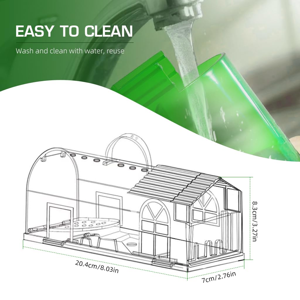 HASTHIP 2 Piece Large Mouse Trap with Handle - 7.9 Inches Green Large Rat Trap - No-retreat Spring loaded Door Mouse Trap - Humane Mouse Trap - Easy to Set Up - Mouse Catcher Reusable