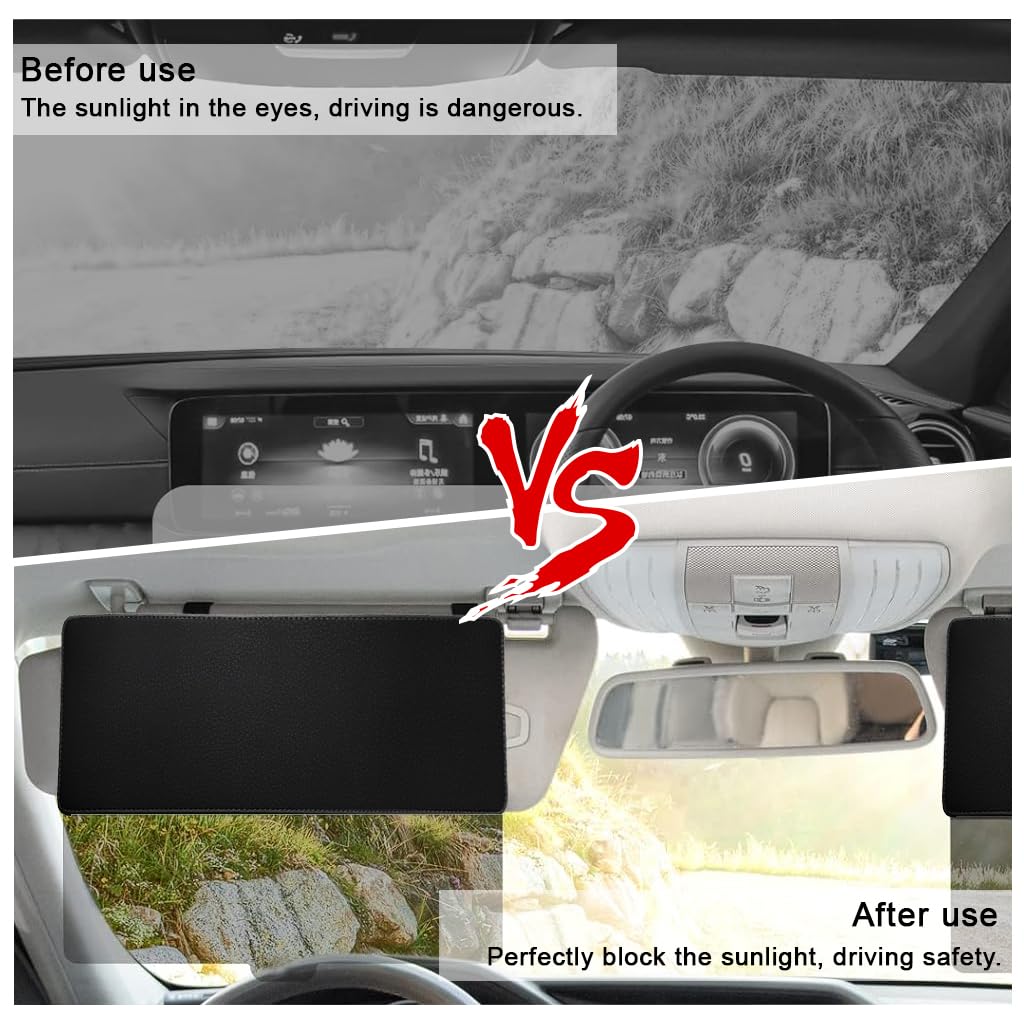 STHIRA Car Sun Visor Extender for Day and Night Driving with 15 in Telescopic Panel | Universal Fit Black Clip On Anti Glare Shield
