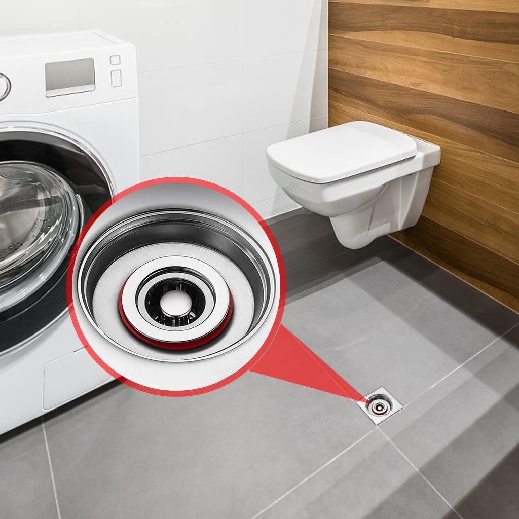 HASTHIP Floor Drain Plug for Shower and Kitchen with Magnetic Valve Lid and 3 Adapter Rings