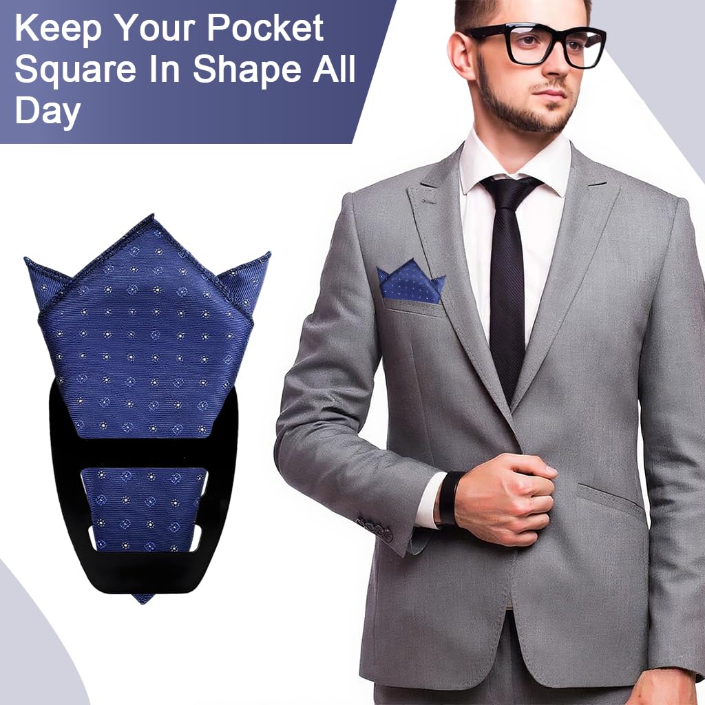 GUSTAVE Slim Pocket Square Holder for Men with Hidden Retainer | Keeps Handkerchief Neat