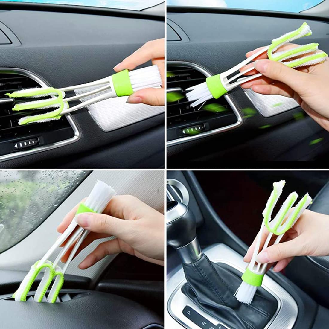 ELEPHANTBOAT® 11 Pcs Car Cleaning Brush Set with 5 Pcs Different Size Detail Car Brushs,3 Pcs Wire Brushes,1Pcs Wash Towel,1Pcs Wax Applicator Pads,1Pcs Air Vents Cleaning Brush