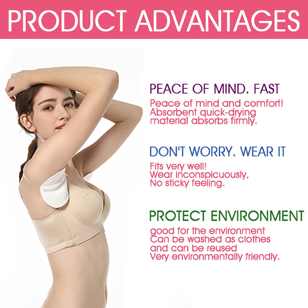 ZIBUYU Sweat Pads for Underarms Women 6PCS with Adjustable Shoulder Strap and Washable Cotton | Reusable Armpit Pads for Sweat Protection