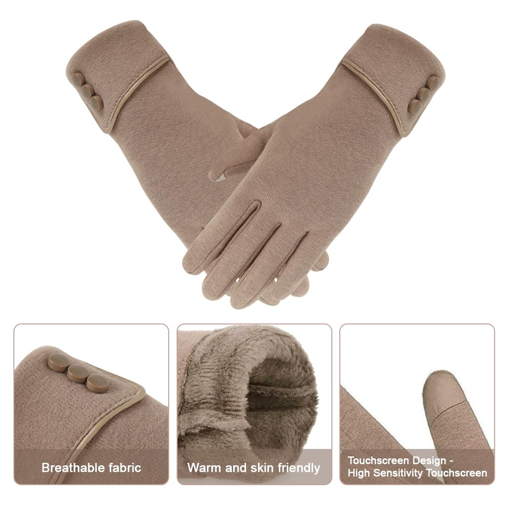 Zibuyu Womens Winter Touchscreen Gloves for Outdoor Use with Fleece Lining and Plush Inner | Warm Knitted Windproof Gift
