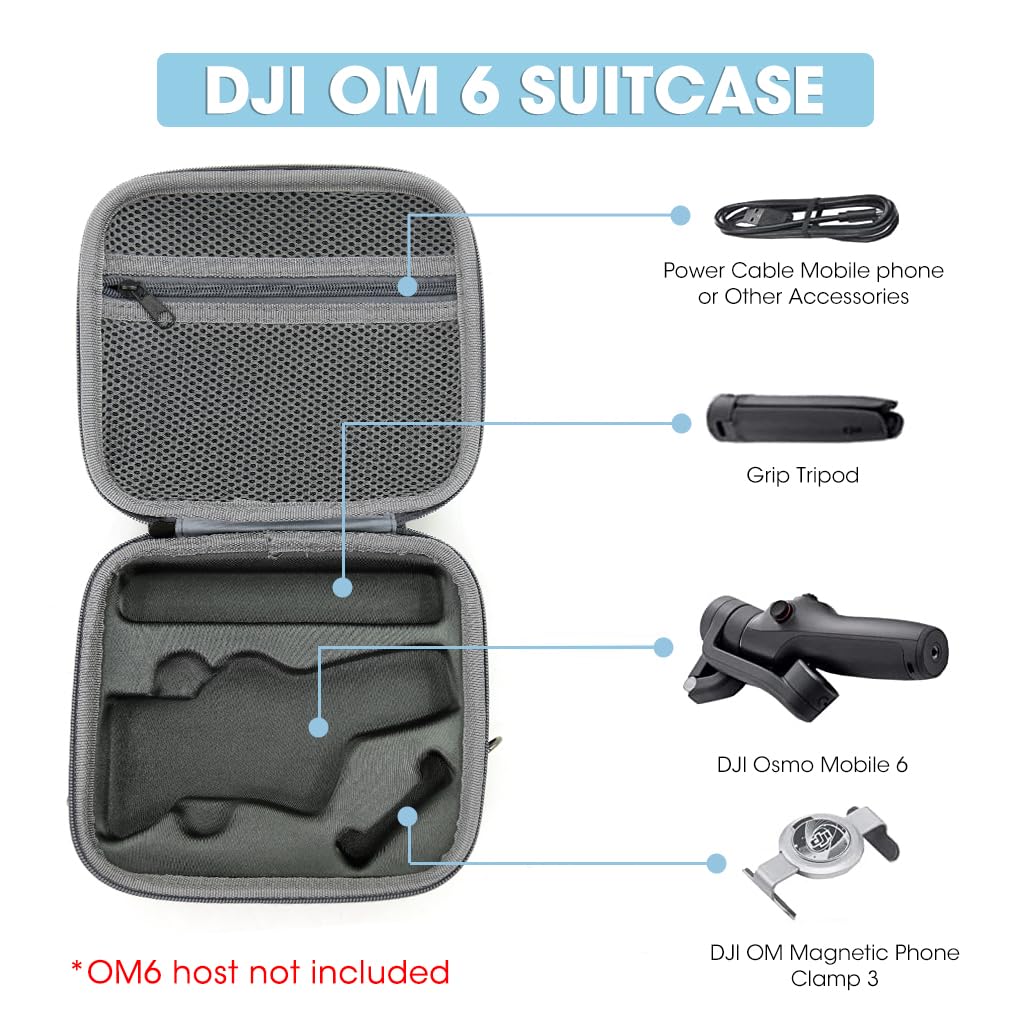 ZORBES Storage Nylon Bag for Osmo Mobile 6 with Hard Shell Protection and Shoulder Belt | 2PCS Grey Travel Case