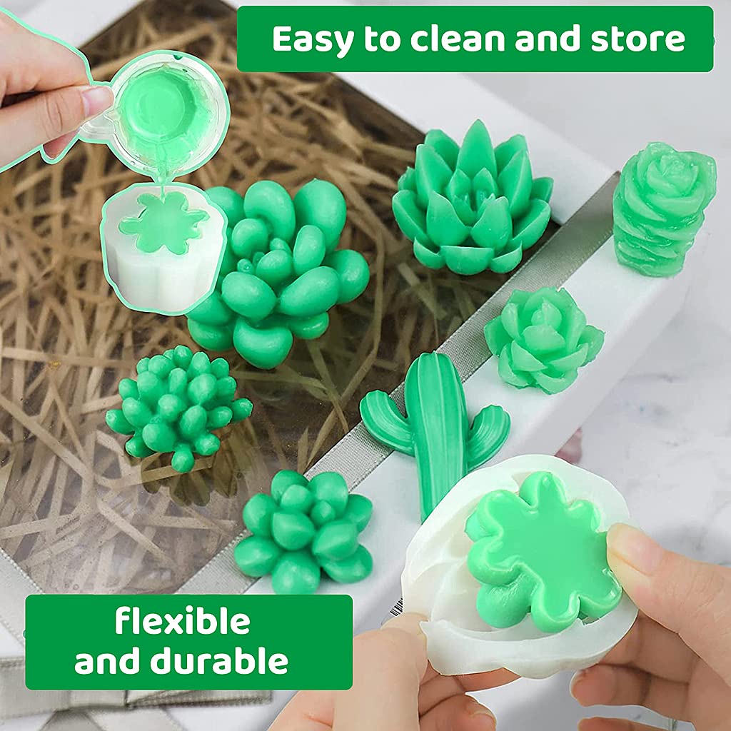 HASTHIP Silicone Molds for Succulent Candle DIY Crafts with 2 Pcs 58x55x33 mm | Oven Safe
