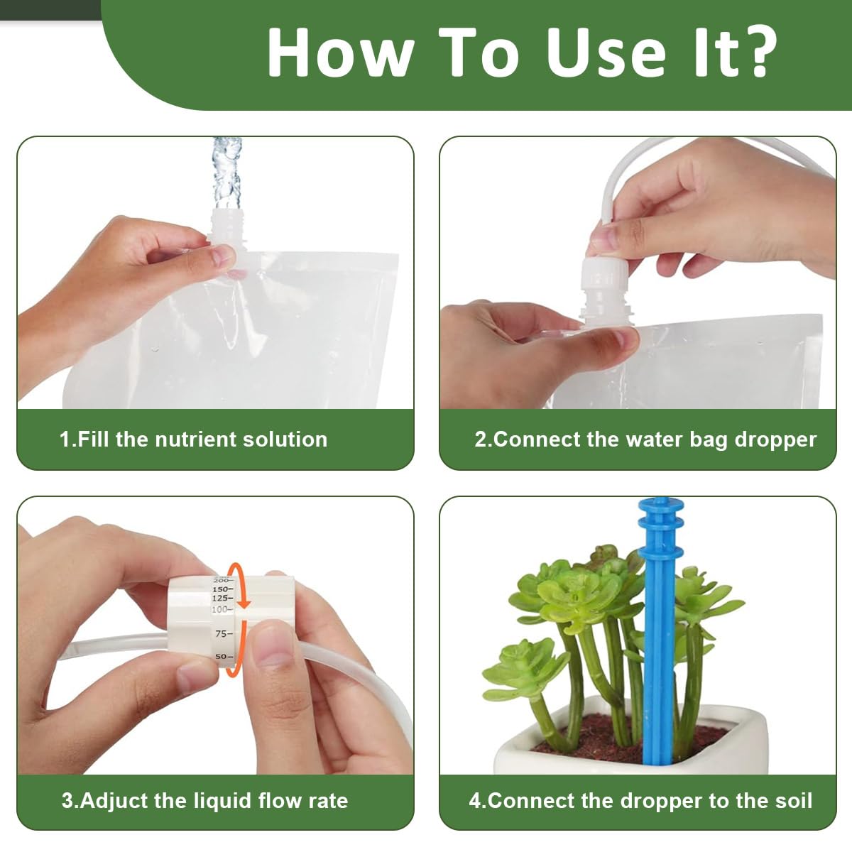 HASTHIP Drip Irrigation Kit for Home Garden Plants with Dual Dripper and 2L Water Bag