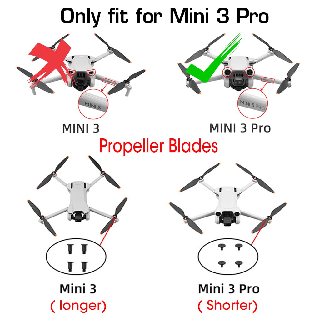 ZORBES® Dji Mini 3 Pro Propeller, 8Pcs Dji Mini 3 Propeller Blades Replacement, Ultral Lightweight Silent Flight Propeller Set With Screwdriver 12 Screws, Low Noise Replacement Drone Wings