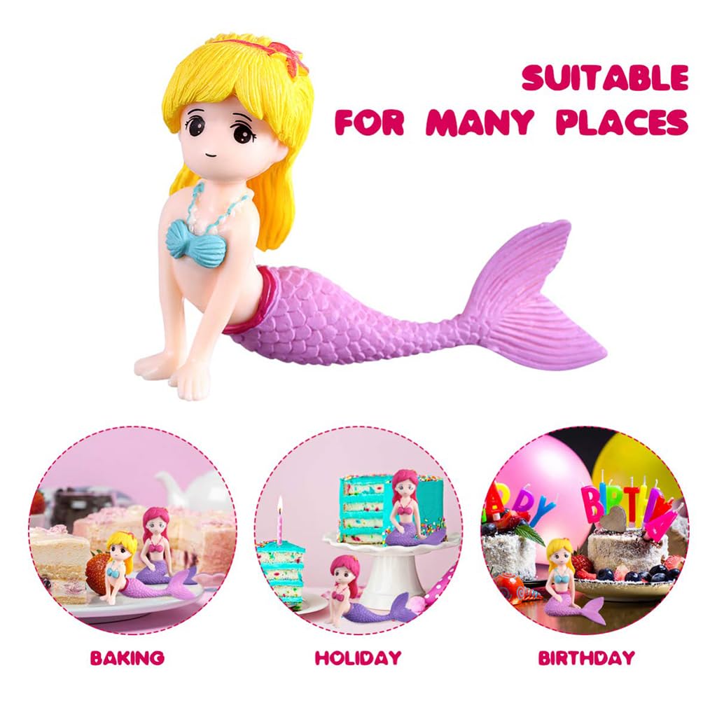 Zibuyu Miniature Mermaid Figurines Set of 4 for Fairy Gardens and DIY Micro Landscaping | Charming Accessories for Dollhouses and Cake Toppers
