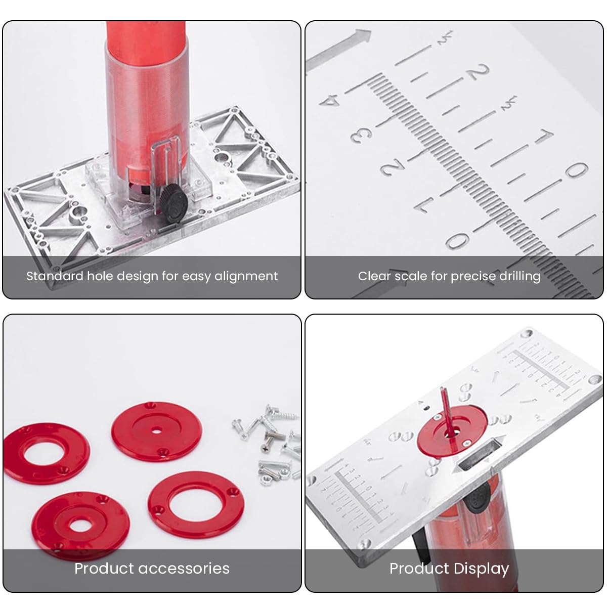 Serplex Router Table Insert Plate for Woodworking with 62 x 70 mm Hole Spacing | Aluminum Plate and Accessories