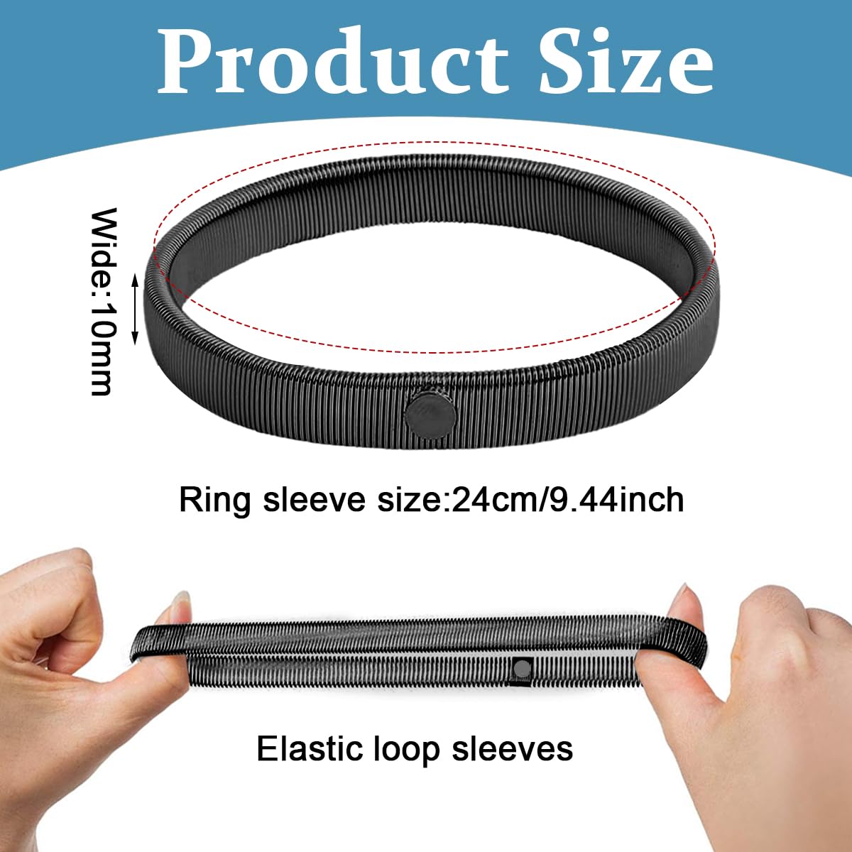 GUSTAVE Shirt Sleeve Garters for Men and Women with Stretchy Metal Band Black 2 pcs