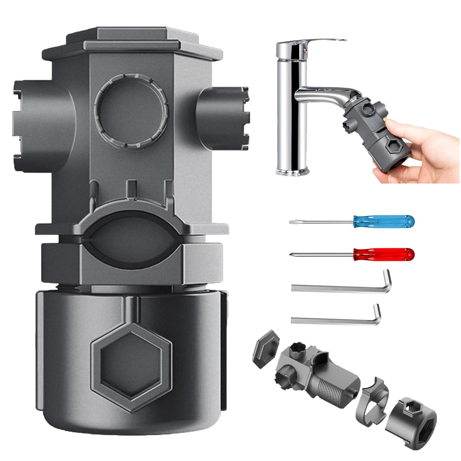 Serplex® Multifunctional Faucet Wrench Tool Set, 16-IN-1 Adjustable Sink Basin Tap Spanner, 2025 New Kitchen Bathroom Faucet Seat Aerator Removal Useful Gadge