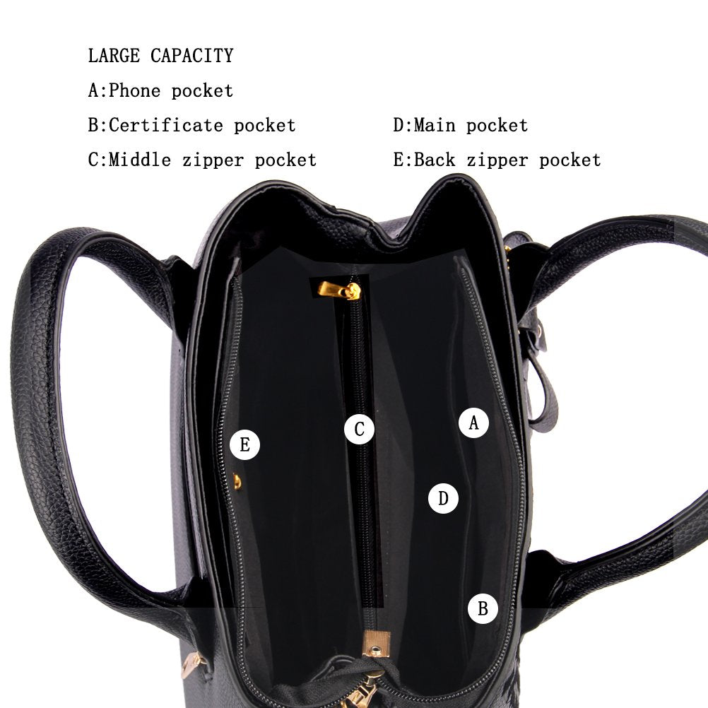 PALAY Women’s Handbag for Daily Use featuring 6 Inside Pockets with PU Leather and Embroidery | 10.2 in Spacious Tote