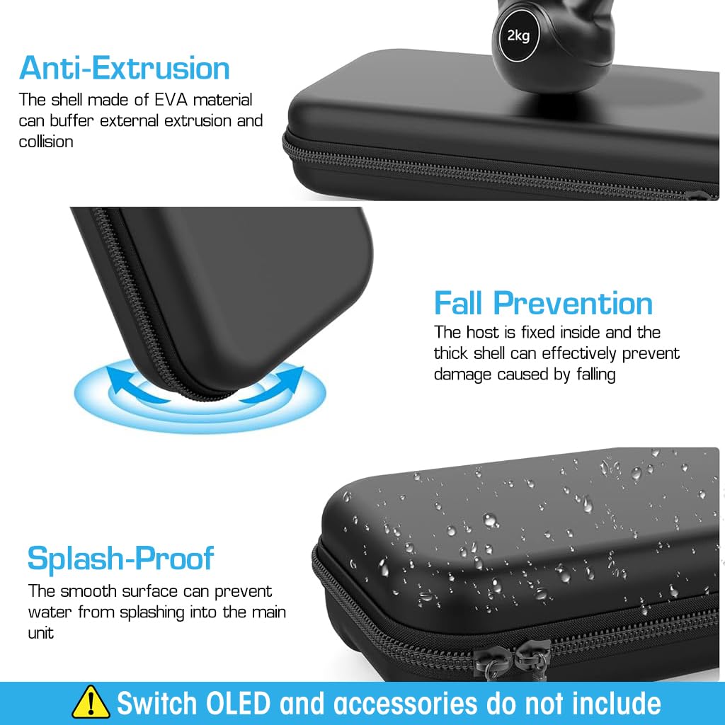 Carrying Case for Switch and Switch OLED featuring 8 Game Slots 6 Button Caps EVA Shell