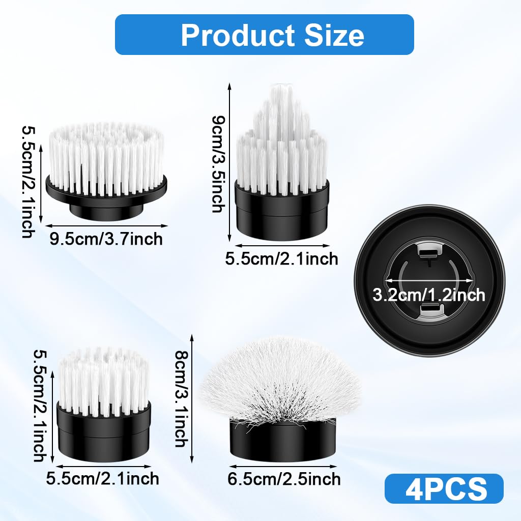 Supvox Replacement Scrub Brush Heads for Multi Surface Cleaning with Nylon Bristles | 4 Pcs Set