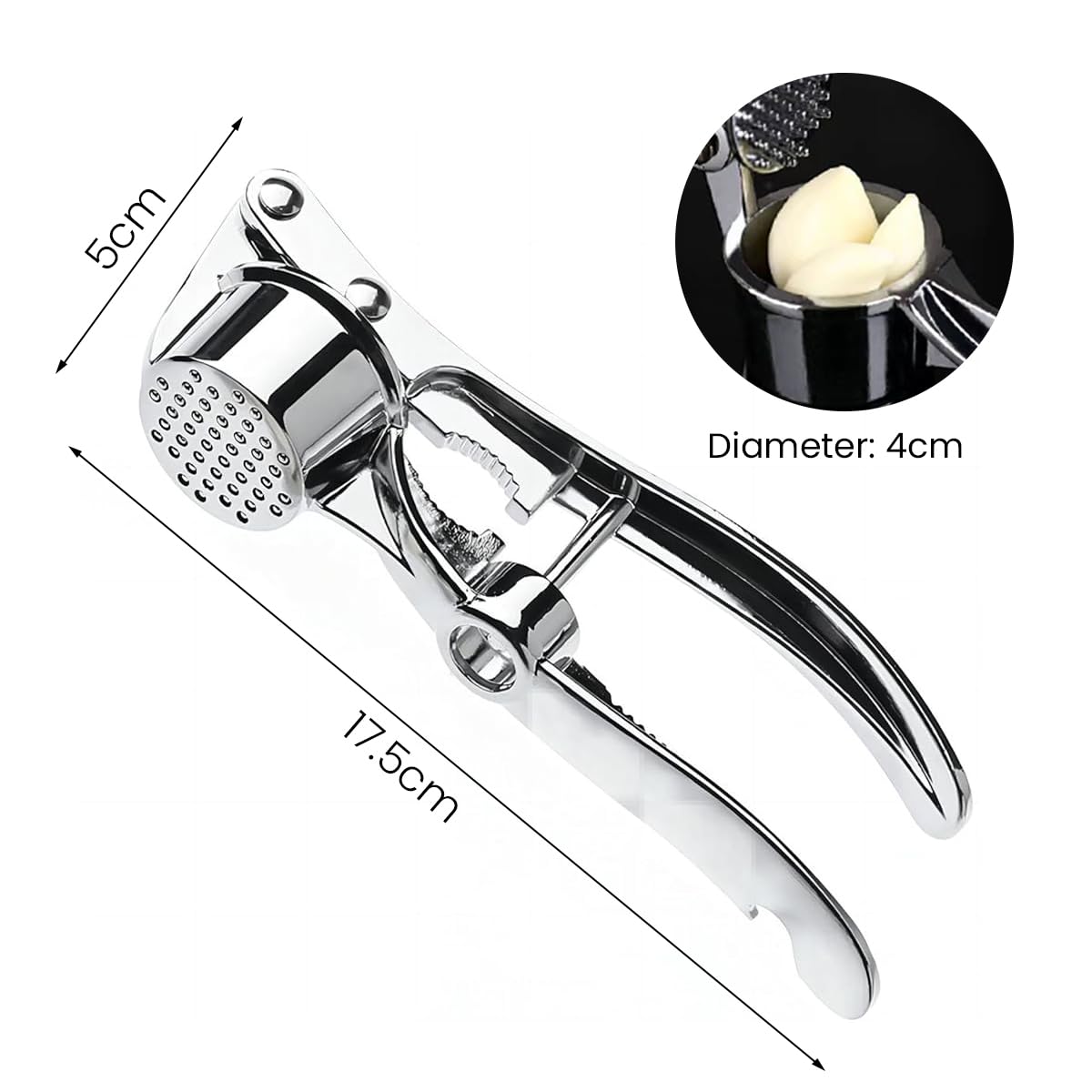 Supvox Garlic Press 5 in 1 Stainless Steel Tool with Ergonomic Handle for Home Cooking