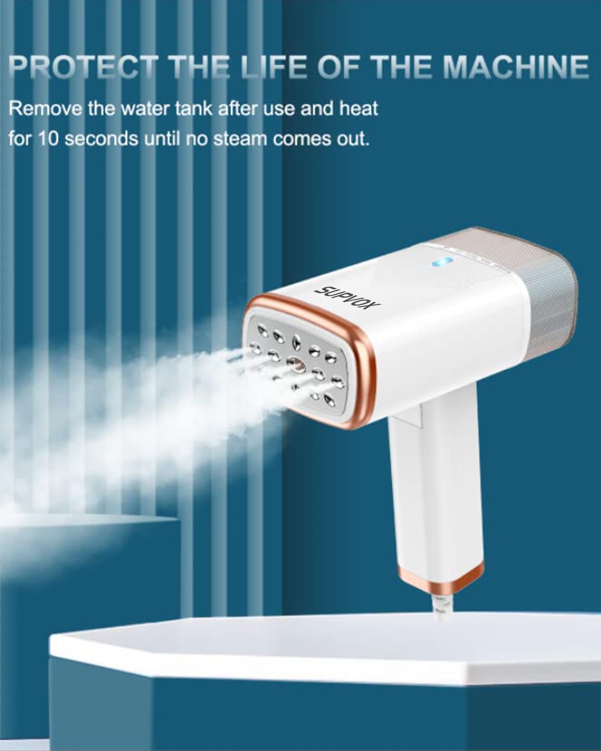 Supvox Handheld Garment Steamer for Clothes with 1200W 20s Fast Heat-Up and 360° Leak Proof | Travel Foldable Steam Iron