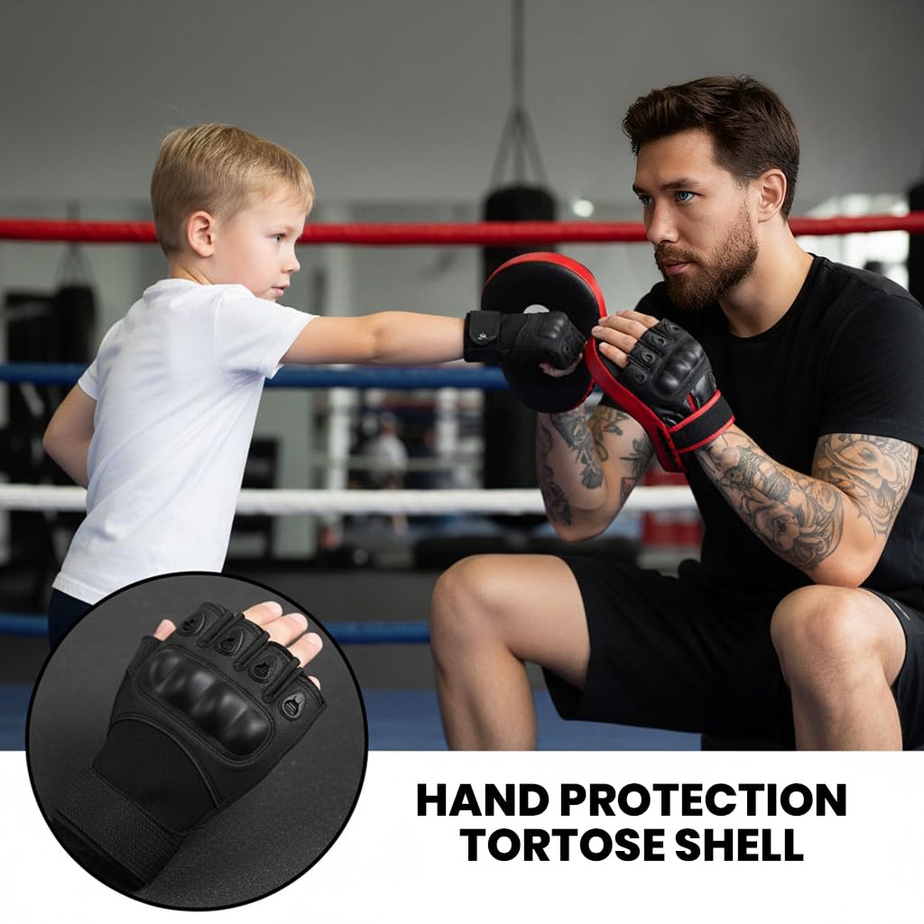 Zibuyu Fingerless Gloves for Boxing and Fitness featuring Textured Palm Grip and Breathable Mesh