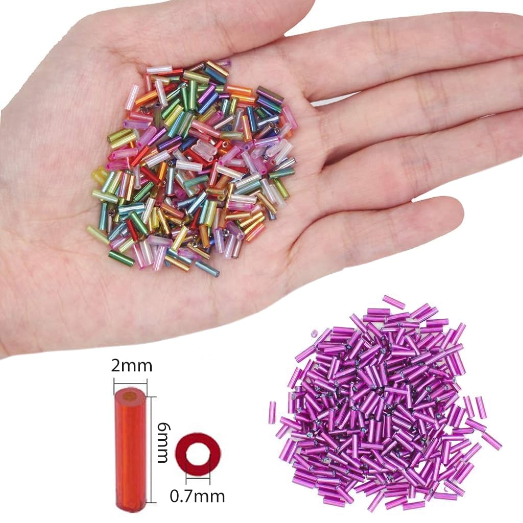 Venzina Tube Beads Kit for DIY Jewelry Making with 5000 pcs 2x6mm Beads in 24 Colors | Includes Charms and Letter Accessories