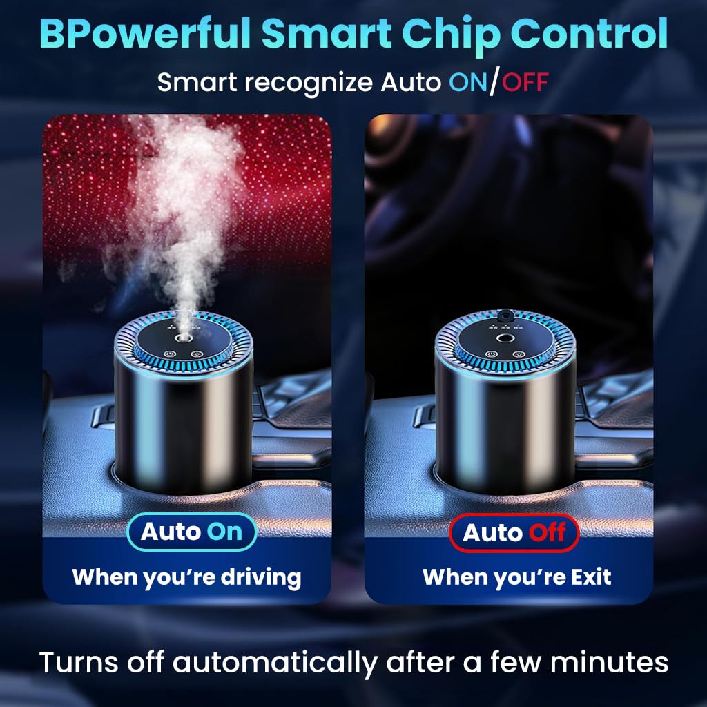 STHIRA Car Air Fragrance Diffuser for Home and Vehicle with Motion Sensor & 3 Spray Modes | Alloy USB Rechargeable Touch Control Design