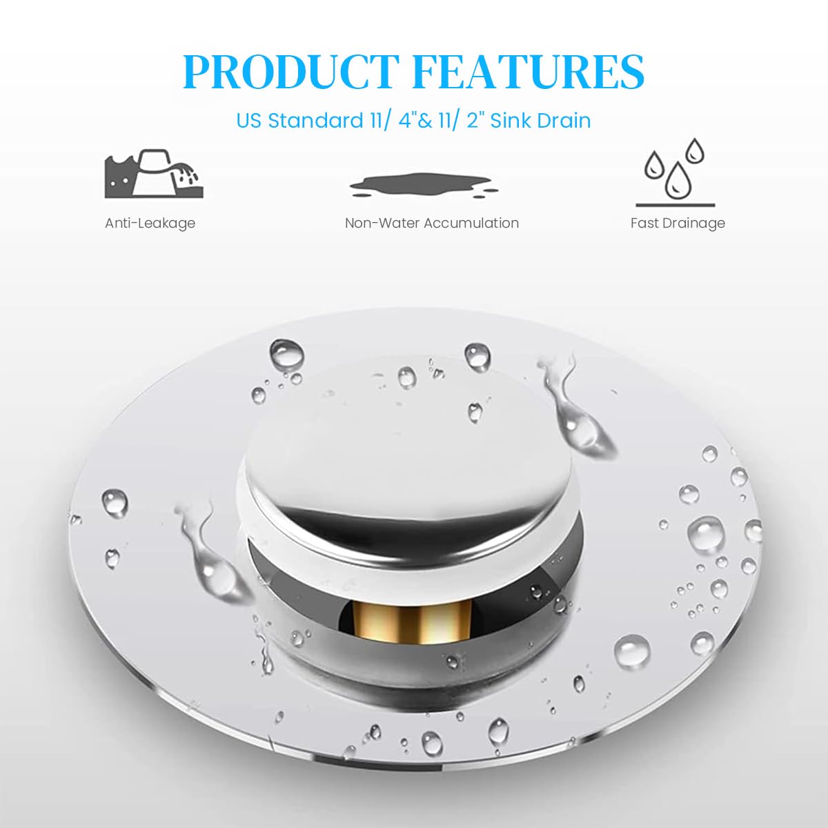 HASTHIP Kitchen Sink Strainer for 1.33–1.57 in Drains with Pop Up Stopper | Brass Silver Plug