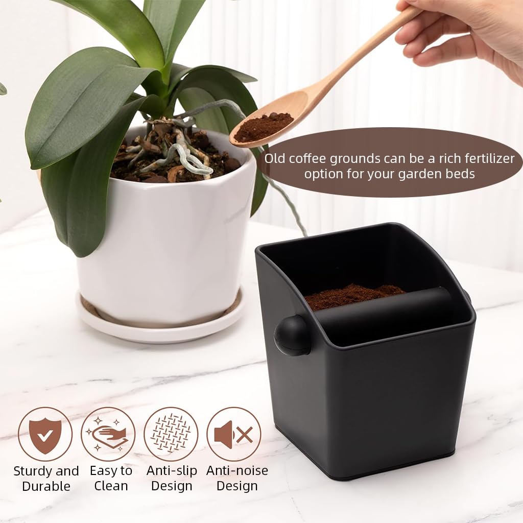 Supvox Coffee Grounds Knock Box for Espresso Machines with Cross Bar and ABS Plastic | Reusable Container for Home or Café