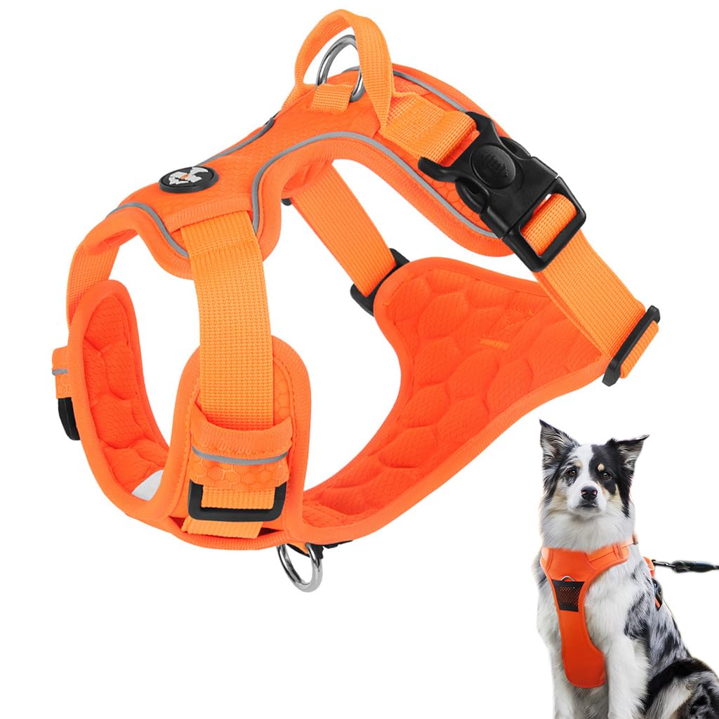 Qpets Dog Harness for Large Dogs 30–49 kg with Reflective Strips and Seat Belt Lock | Oxford Fabric Adjustable Vest