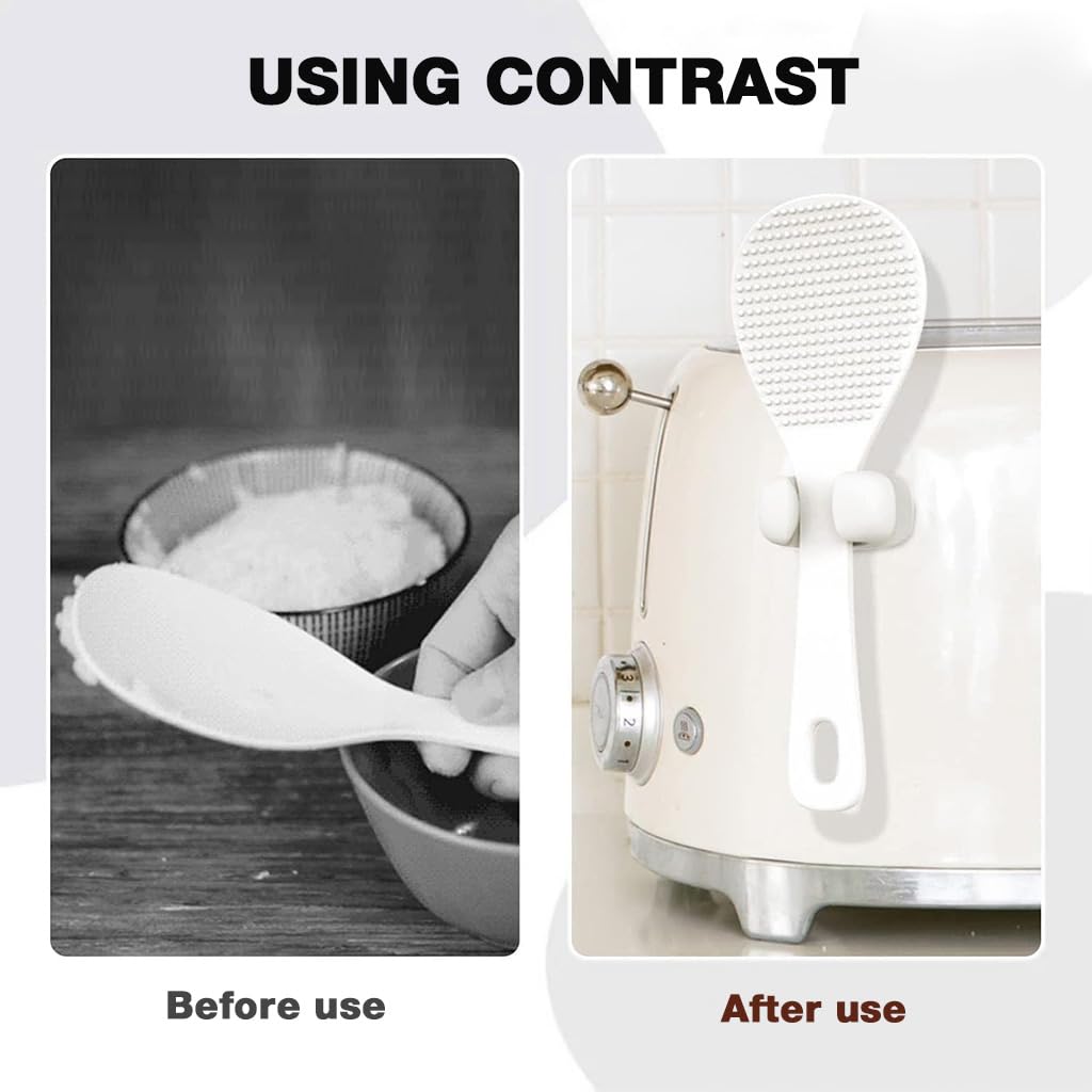 Supvox Rice Paddle Holder for Kitchen Organization with Self Adhesive Mount | 3 pcs Silicone Utensil Stand