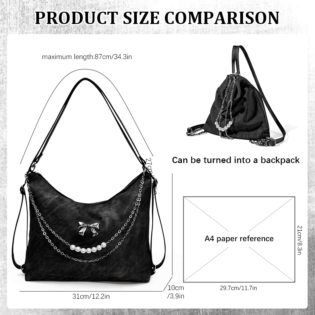 PALAY Hobo Bag for Women with Convertible Backpack Design and Black PU Material | Stylish Shoulder Tote