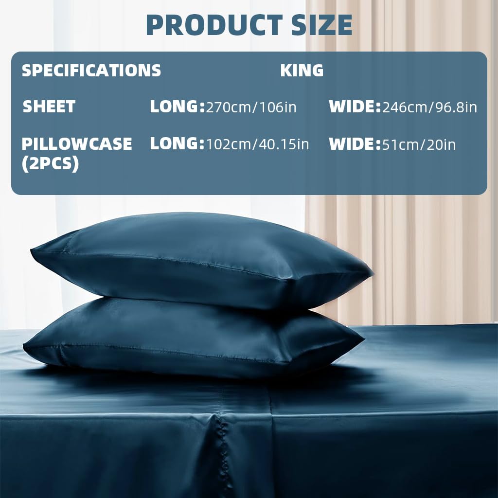 HASTHIP Satin Bedsheet Queen Size for Romantic Nights with 106 x 96 in Sheets and Pillow Covers