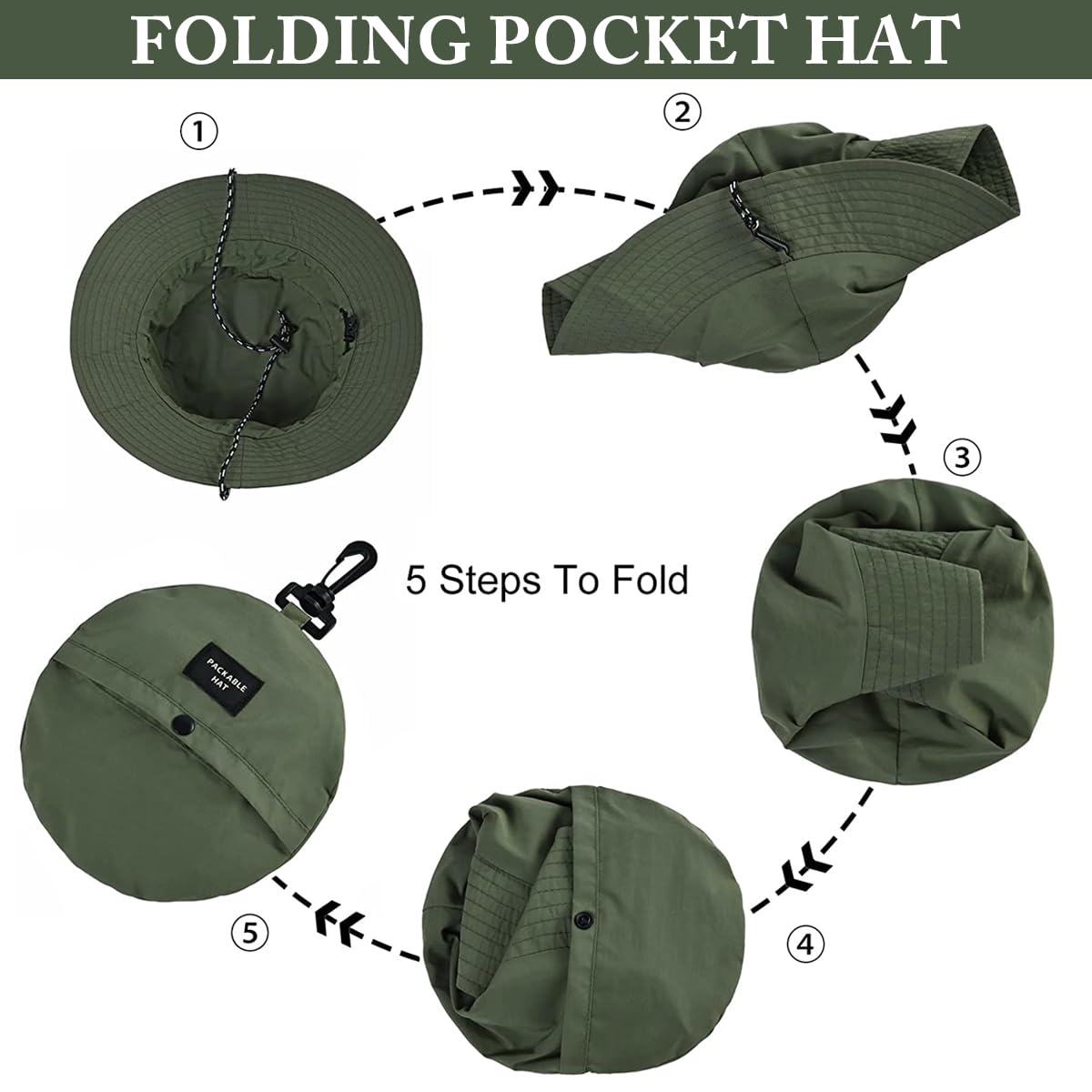 GUSTAVE Bucket Hat for Beach and Festivals featuring Adjustable Chin Cord 54–58cm | Lightweight Breathable Green Sun Hat