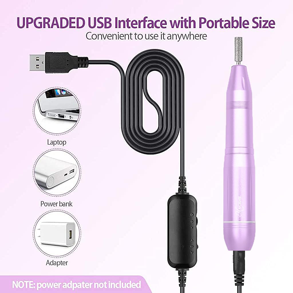 MAYCREATE Nail Drill Machine for Manicure Pedicure with 22pcs Set featuring 20000rpm Adjustable Speed | Portable USB Electric Filer for Women