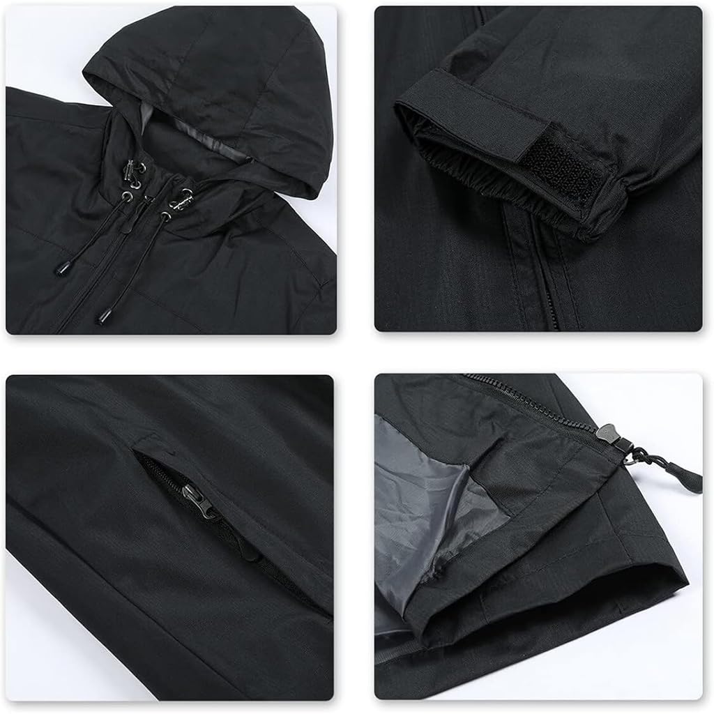 Proberos Outdoor Jacket for Men with Drawstring Hood and Pockets | Lightweight Windproof Polyester Coat Size L