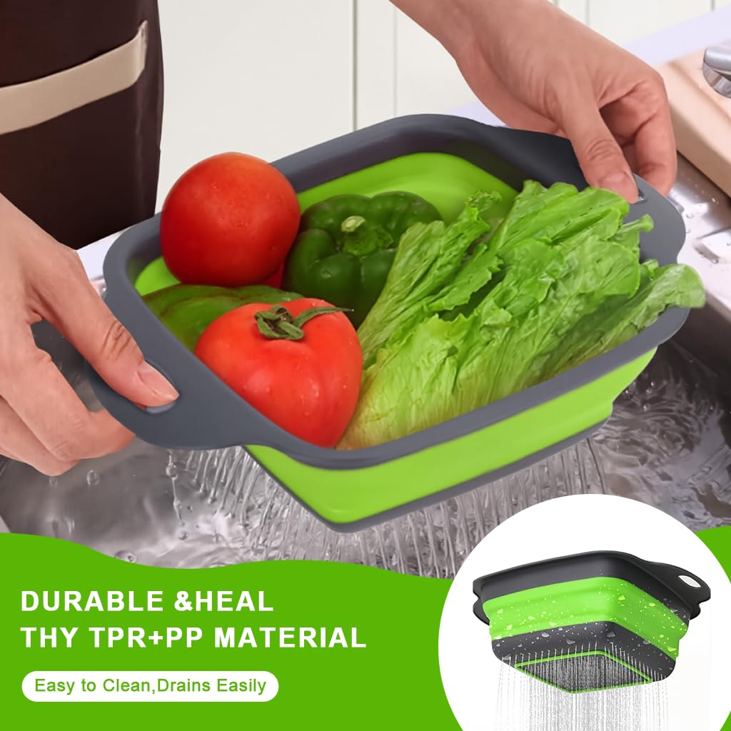 Supvox Collapsible Strainer Baskets for Rinsing Fruits and Vegetables with Dual Ears Set of 2